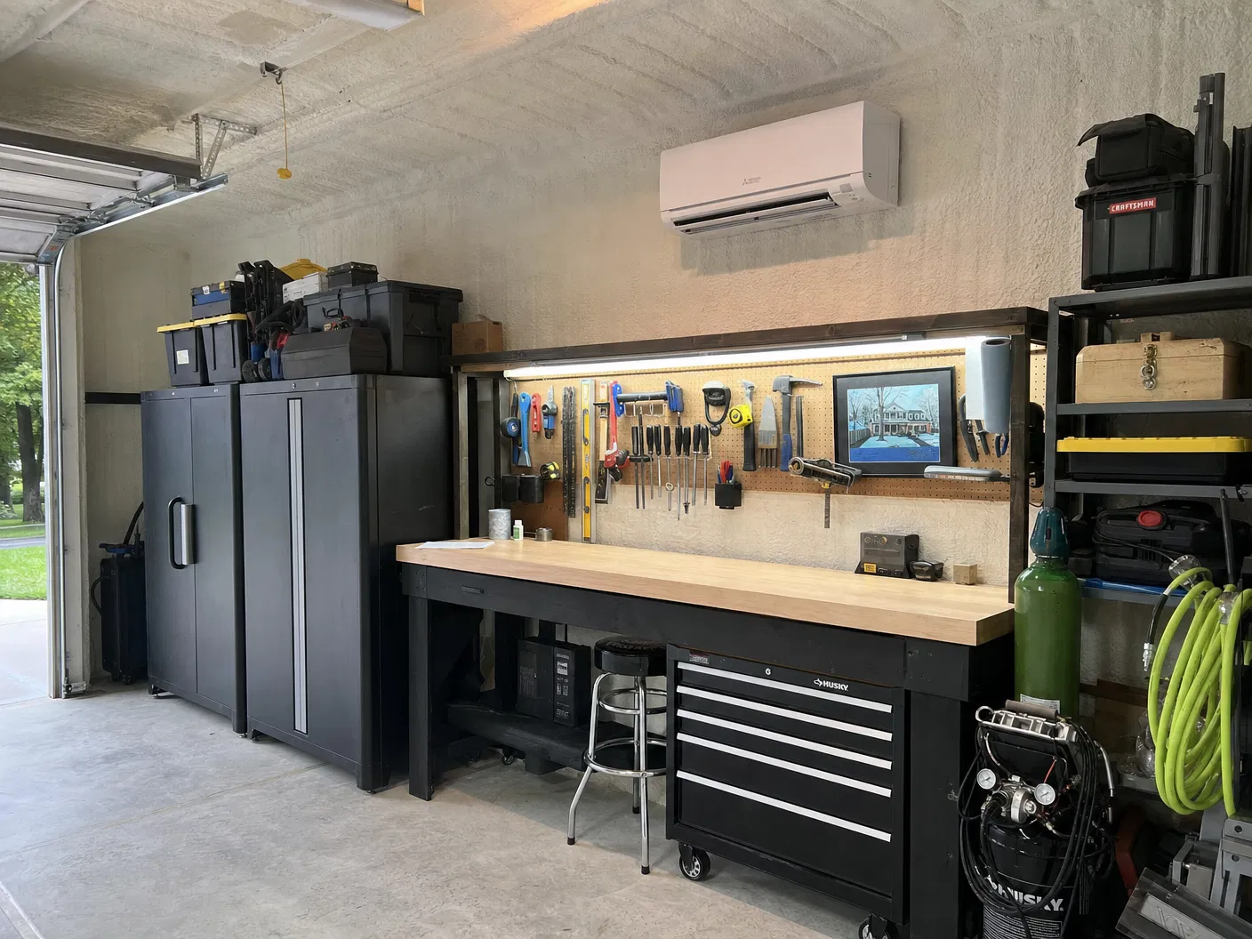 Ductless mini-split installed in garage workshop in Washington, Utah